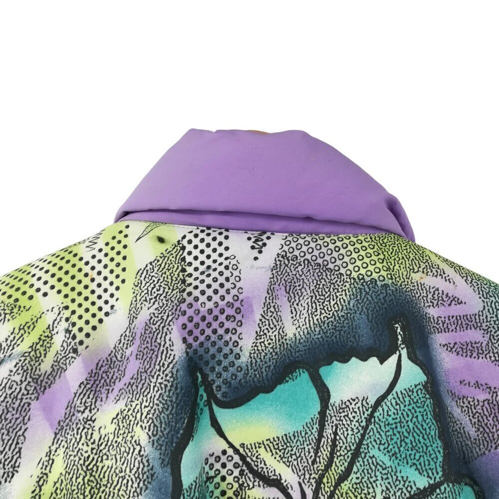 Vintage MDC Abstract Ski Jacket Size 12 Purple Pastel Bomber Color Block Winter - Picture 9 of 12